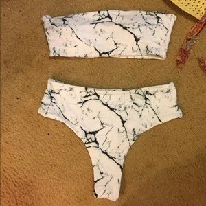 Marble high waisted bikini
